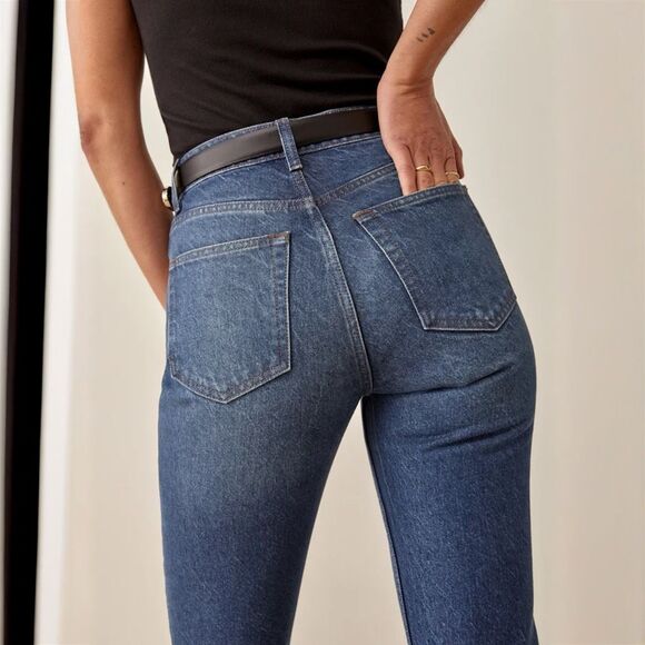 Reformation Cynthia Cuffed High Rise Straight Jeans - Picture 3 of 8